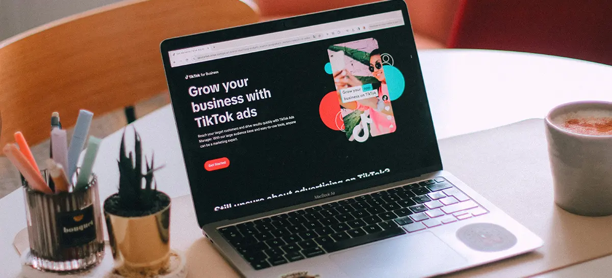 TikTok for Business page on a laptop